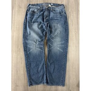 Y2K Guess Jeans Mens 38x32 Low Rise Straight Leg Blue Denim Pants